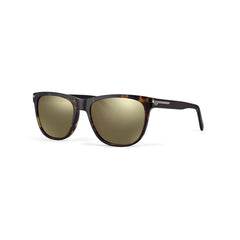 Classic square shaped men's land rover sunglass comes in a grey tortoise shell print acetate frame. Comes with bronze polarized lenses. Left side view.