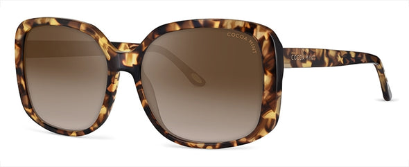CMS 2082 is a classic square shaped sunglass in a honey coloured tortoiseshell print. The acetate frame with brown graduated lenses.