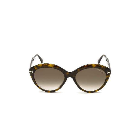 Subtle cat-eye style sunglass comes in a dark havana frame colour with a smoked lens.