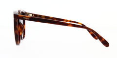 Square Mulberry sunglass is a polished brown/ honey havana acetate frame with a smoke gradient lens. Left view.