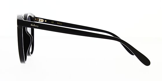 Square Mulberry sunglass is a shiny black acetate frame with a grey lens. Left full view.